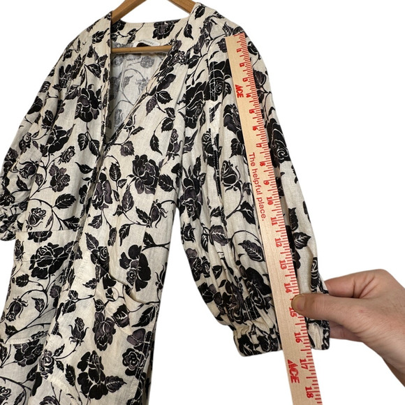 NEW Zimmermann S The Lovestruck $795 Floral 100% LINEN Midi Dress Puff Sleeve 4 - Picture 11 of 13